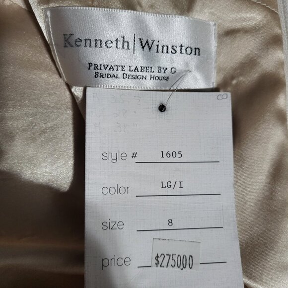 NWT~$2750~KENNETH WINSTON~6/8~IVORY EMBELLISHED LACE WEDDING DRESS BRIDAL GOWN - Picture 15 of 16